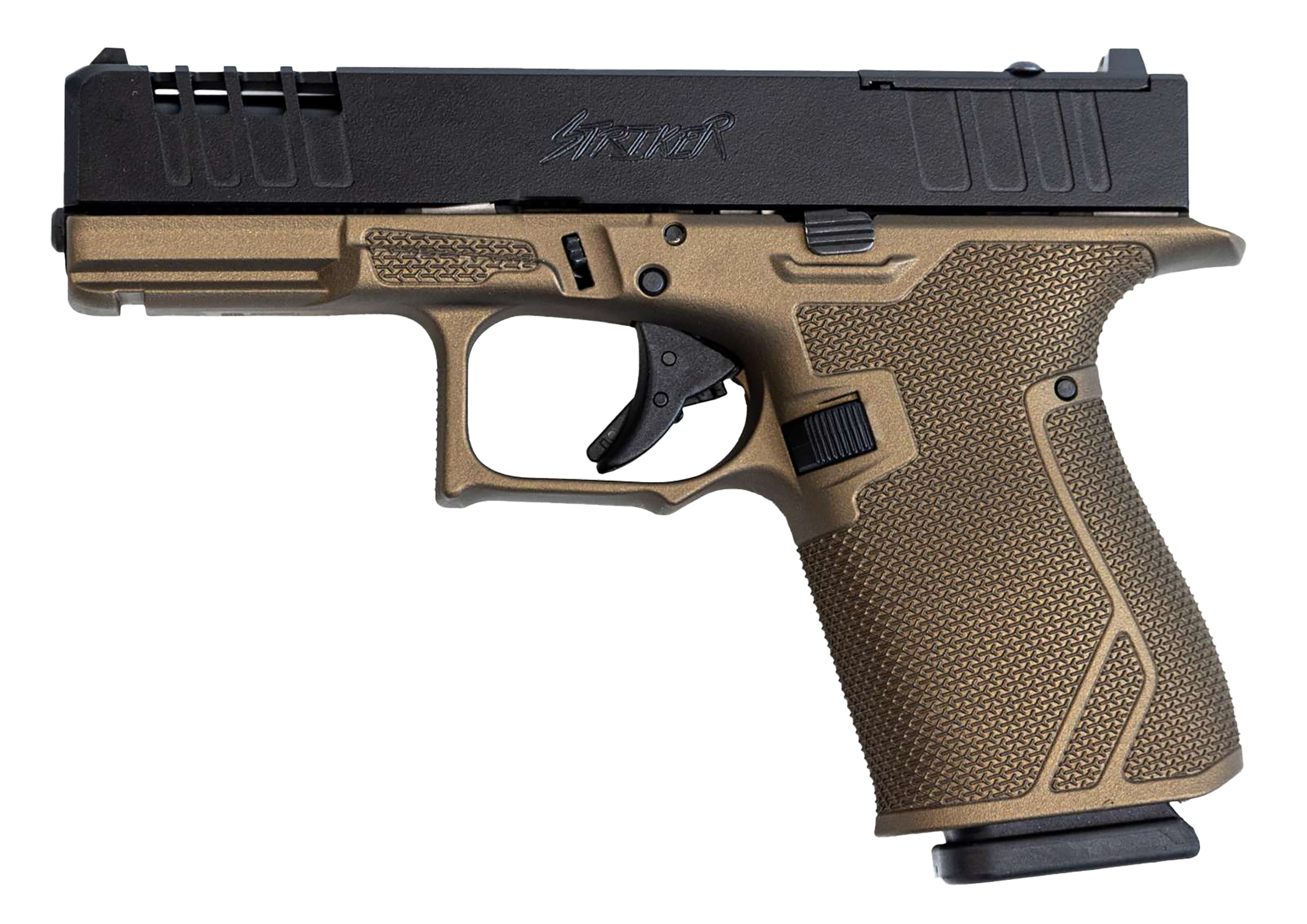 Great Lakes Striker Pistol GL19BRZ, 9mm Luger, 4in, Bronze Cerakote Polymer Frame & Grips, Bull Shark Cerakote Finish, 15 Rds