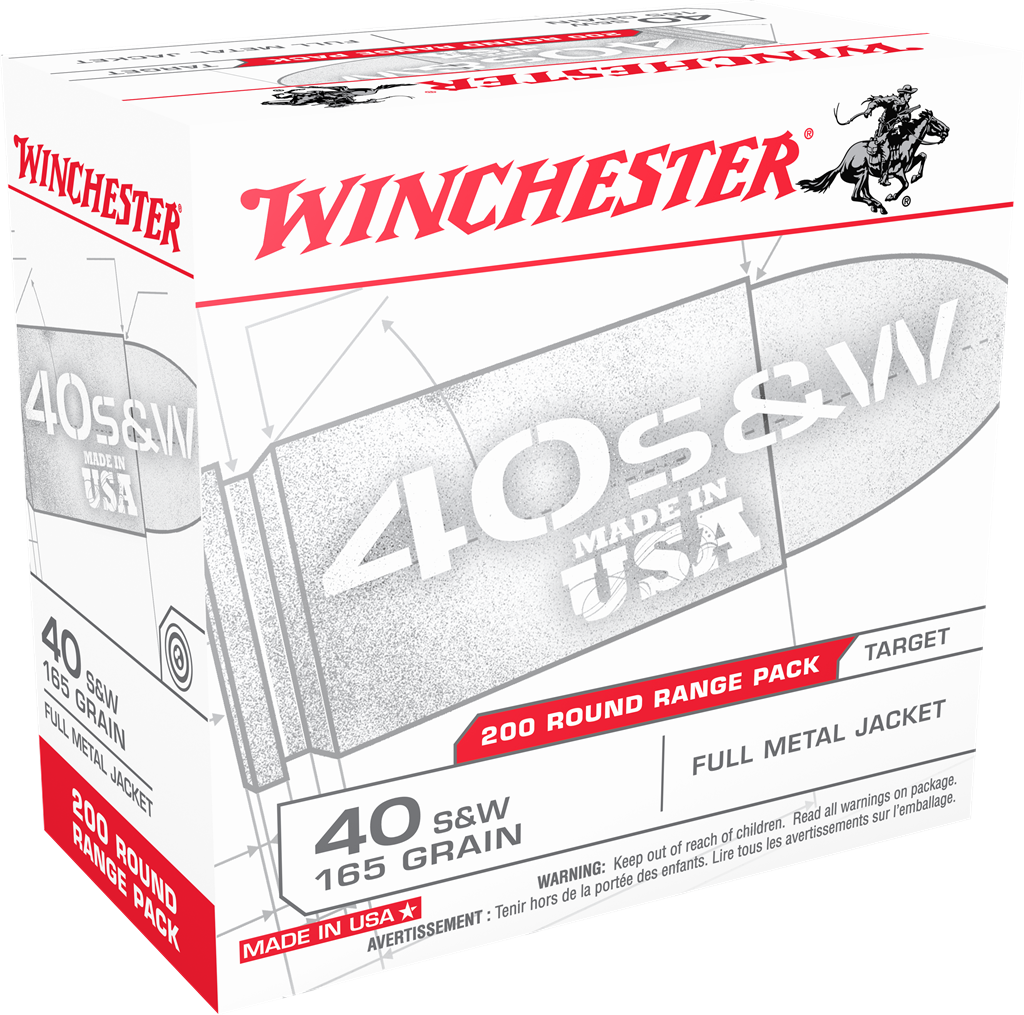Winchester .40S&W 165gr FMJ 200rd Box #USA40W