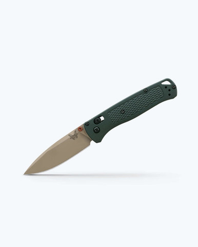 Benchmade Seasonal Bugout AXIS Folding Knife - 3.24" Elmax Tan Cerakote Drop Point Blade, Taiga Green Grivory Handles - 535TN-2601