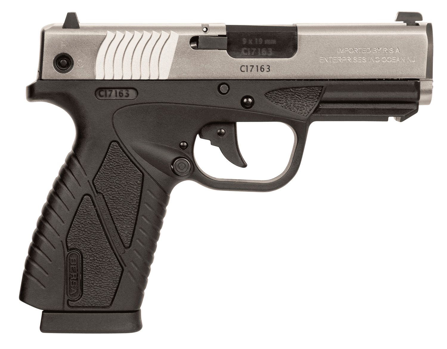 Bersa BPCC Concealed Carry Pistol BP9DTCC, 9mm Luger, 3.30in, Black Polymer, Matte Black Finish, 8 Rds