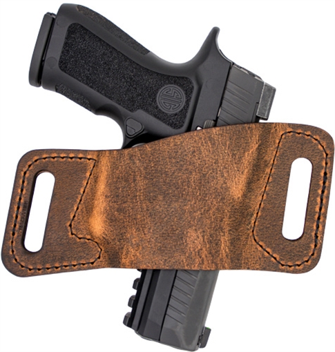 Versacarry Water Buffalo Quick Slide Belt Slide Holster, Fits 1911 Style Pistols, Ambidextrous, Distressed Brown Leather WBAOWB22