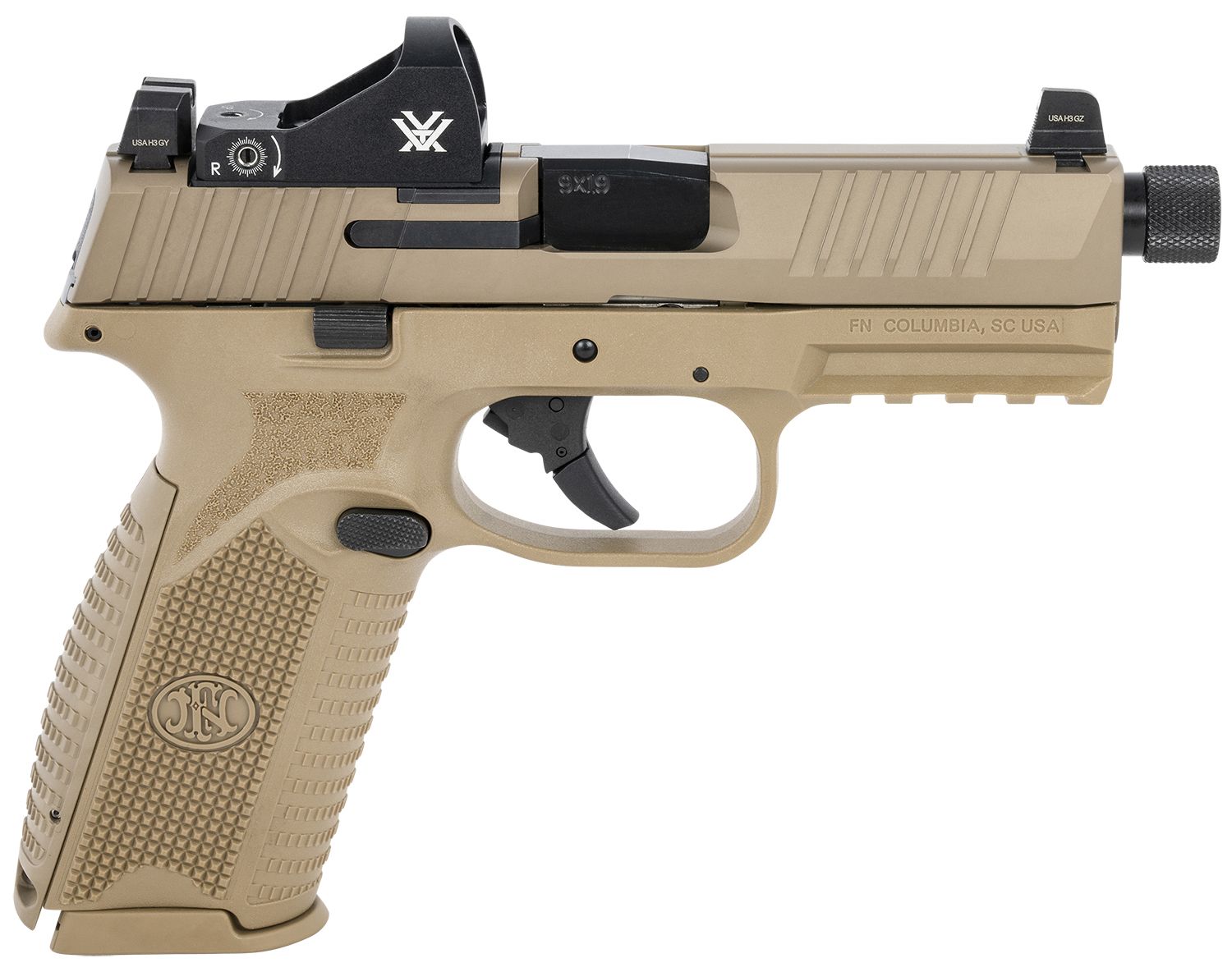 FN Herstal 509T w/Optic Optic Ready Pistol 66100847, 9mm Luger, 4.50in, FDE Textured w/Interchangeable Backstrap, Flat Dark Earth Finish, 10 Rds