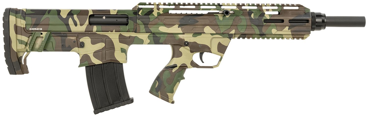 Tisas TBP M81 Semi-Auto Shotgun 21000168, 18.50", 3" Chmbr, M81 Woodland Camo Adjustable Synthetic Stock, 5 Rds