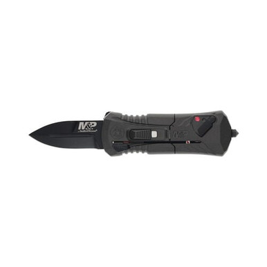 Smith & Wesson M&P OTF Compact Knife - 1.9" AUS-8 Black Spear Point Blade, Black Aluminum Handles, Slide Lock - 1219171