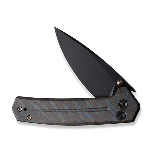 WE KNIFE CULEX 2.9" TIGER STRP FLAMED TITANIUM/BLK STNWASH! WE21026B7