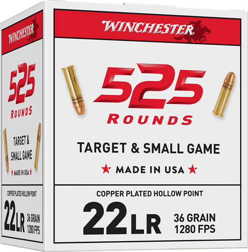 Winchester 22LR 36gr, Copper-Plated, Hollow Point, 525rd Box