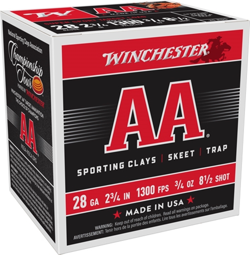 WINCHESTER AA 28GA 2.75" 3/4OZ #8.5 1300FPS 250RD CASE LOT AASC2885
