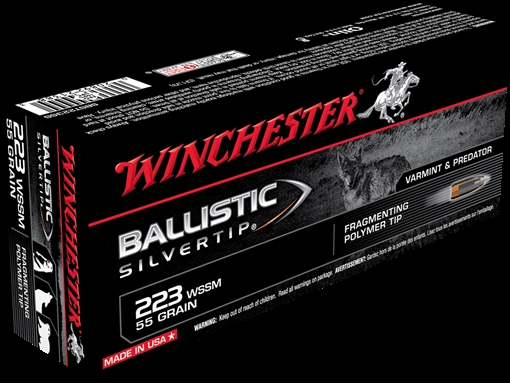 Winchester Ballistic Silvertip Rifle Ammunition .223 WSSM 55 gr. PT 3850 fps 20/ct SBST223SS
