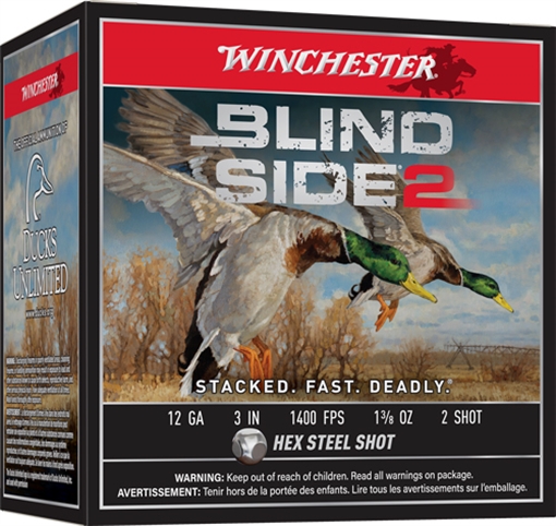 Winchester BLIND SIDE 2 12 GAUGE 3'' 1-3/8OZ #2 SHOT 25/BOX XBS1232