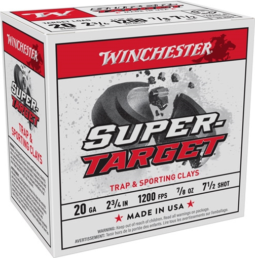 WINCHESTER SUPER TARGET 20GA 2.75" 7/8OZ #7.5 250RD CASE TRGT207