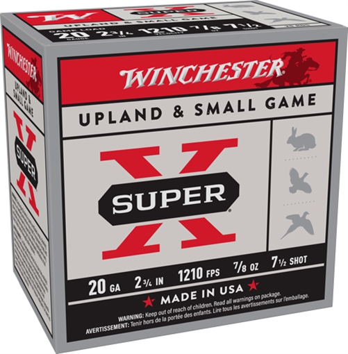 WINCHESTER SUPER-X 20GA 2.75" 7/8OZ 7.5 1210FPS 250RD CASE XU207