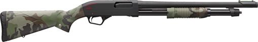 Winchester Repeating Arms SXP Defender, Pump Action Shotgun, 12 Gauge, 3" Chamber, 18" Barrel, Perma-Cote Finish, Black, Woodland Furniture, Fiber Optic Front Sight, 5 Rounds 512442395
