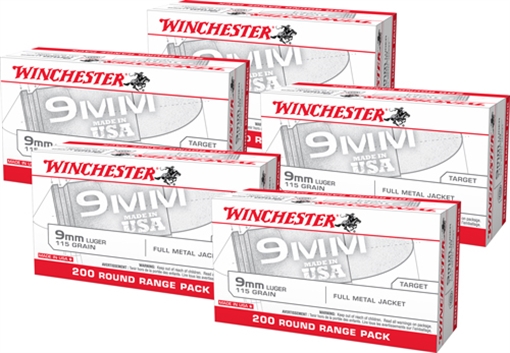 WINCHESTER USA 9MM 115GR FMJ 1000RD CASE LOT USA9WY