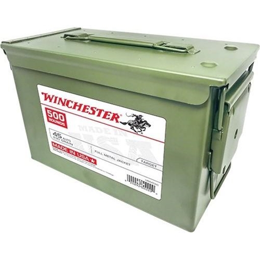 Winchester USA Ammo Can 45 Auto 230 FMJ 910 fps 500/ct Ammo USA45AC