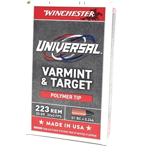 WINCHESTER VARMINT & TARGET 223REM 55G POLY TIP 20RD BX 200RD CASE U223PT55