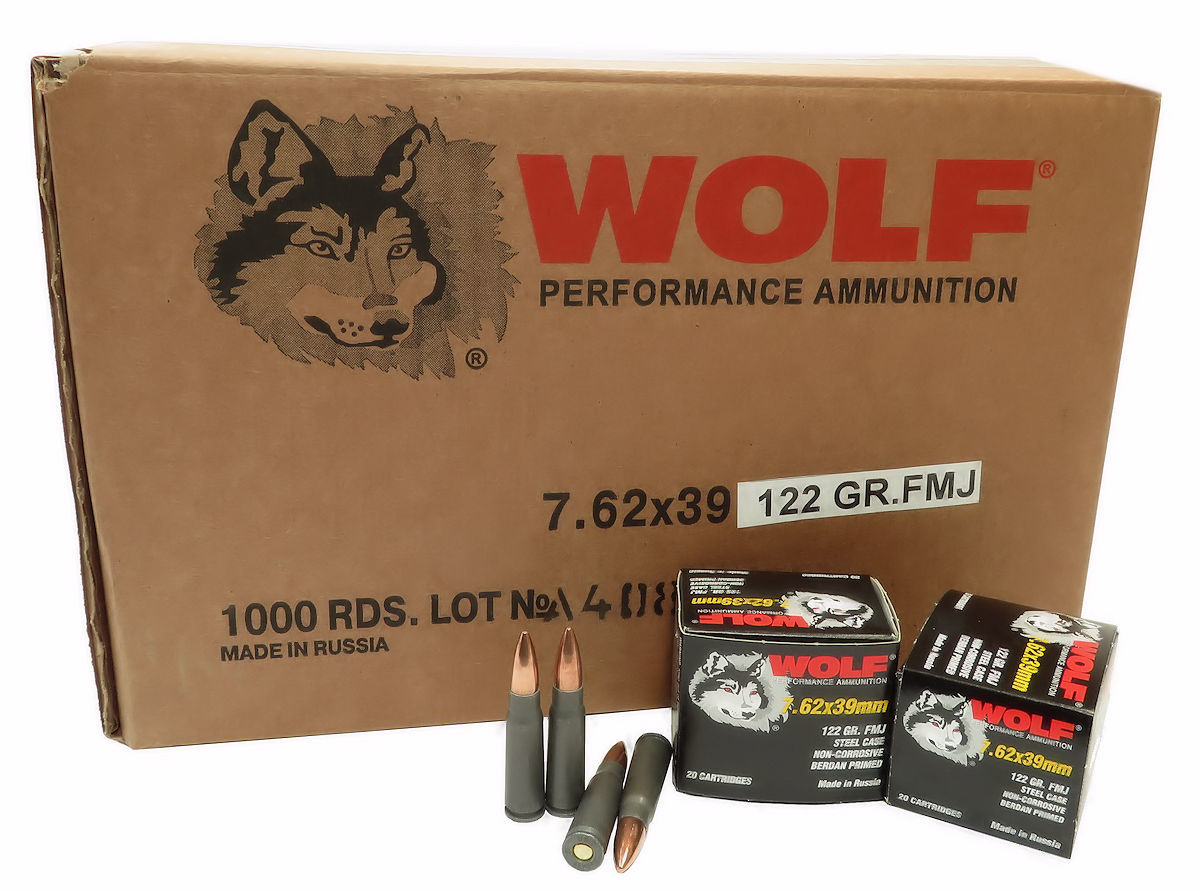 Wolf Performance 7.62x39mm 122gr. FMJ 1000rd Case #762925