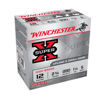 Winchester 12 Gauge Super-X X125 2-3/4" 1-1/4 oz #5 Shot 1330fps 25 rounds