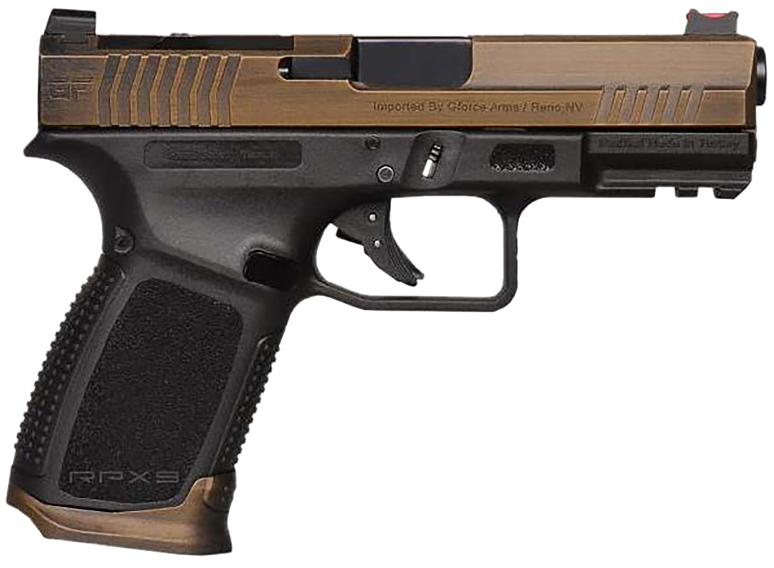 GForce Exodus Pistol GFRPX3C9BT, 9mm Luger, 4.02in, Black Textured Grips, Black Cerakote Finish, 15 Rds