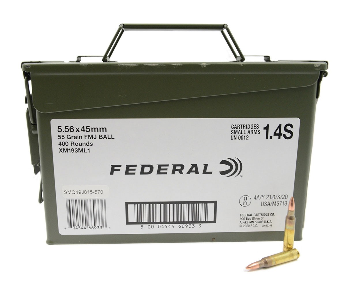 Federal 5.56 55gr FMJ-BT 400rd Case #XM193ML1
