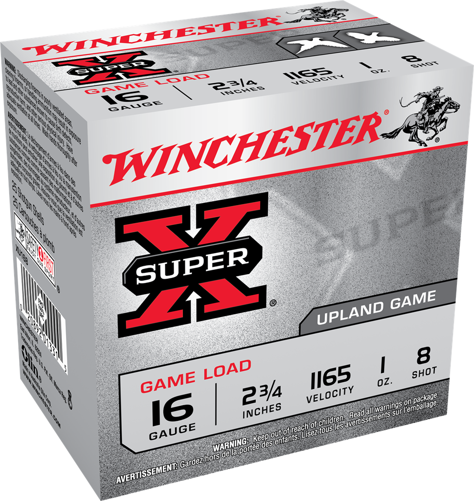 Winchester Super-X Game Load 16ga 2-3/4″ 1oz. #8 250rd Case #XU168