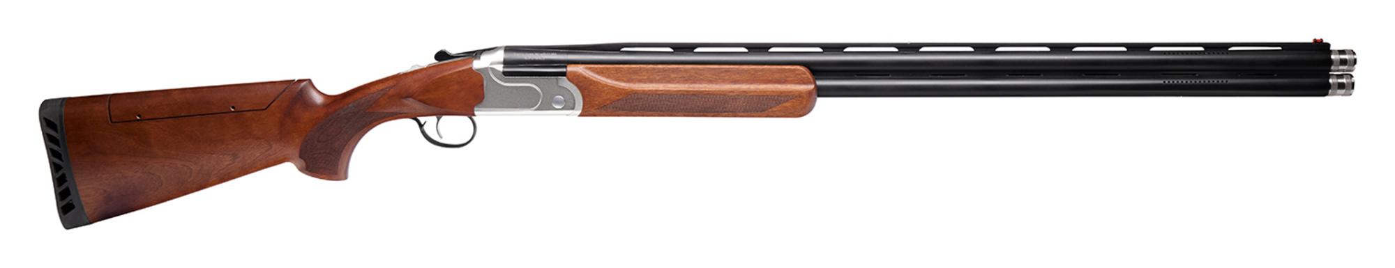 Stevens 555 Sporting Shotgun 18748, 12 Gauge, 30", 3" Chmbr, Fixed w/Adj Comb Stock, Silver Aluminum, Walnut Stock