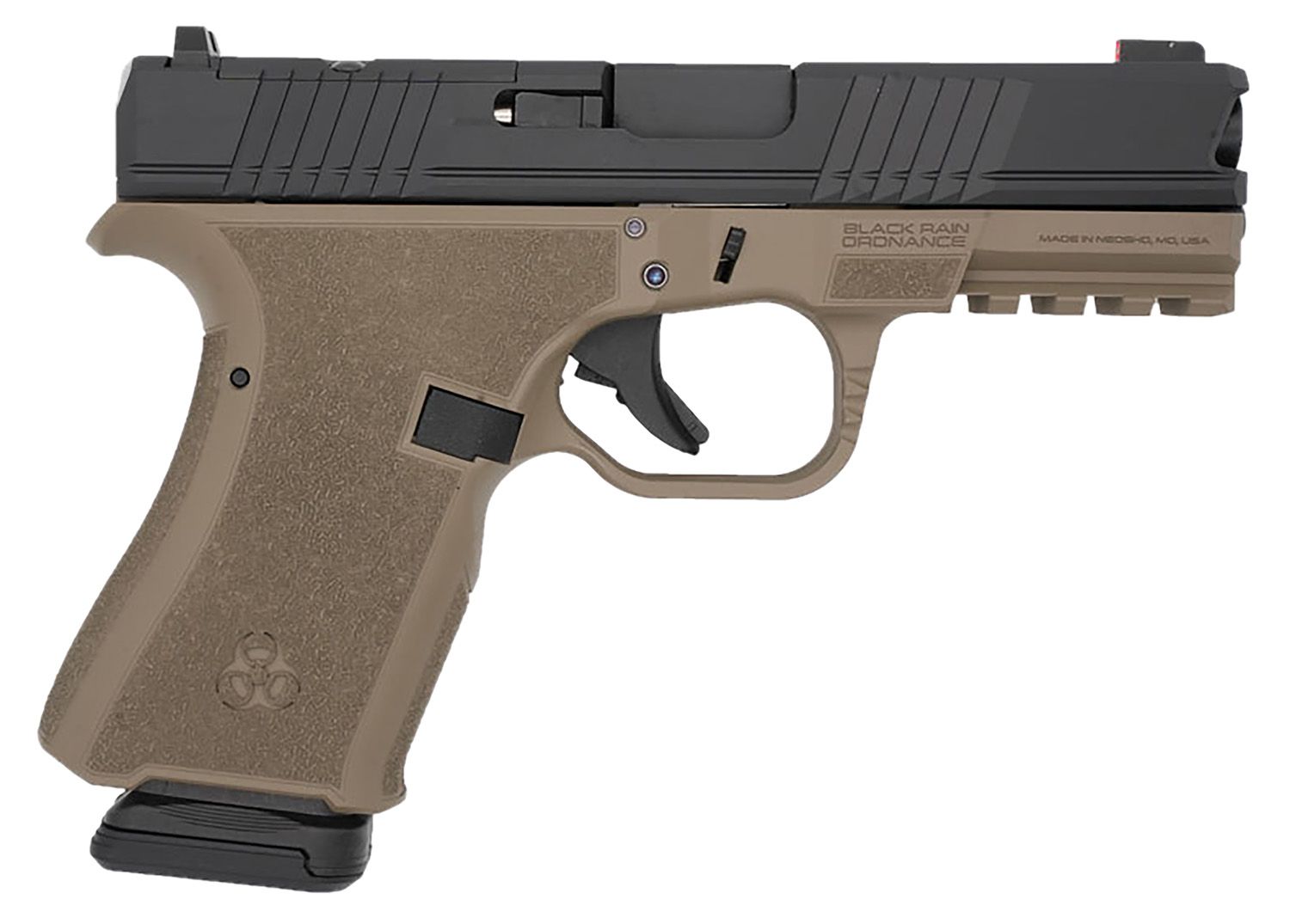Black Rain Ordnance Frontline Optic Ready Pistol FL9MMFDEBLK, 9mm Luger, 4in, Flat Dark Earth Cerakote Finish, 15 Rds